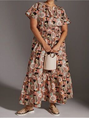 Anthropologie NWOT Boho Floral Tiered Maxi Dress lightweight size 3X